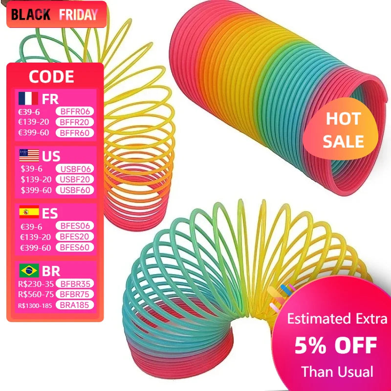 Color Rainbow Circle Funny Magic Toys Early Development Educational Folding Plastic Spring Coil Children's Creative Magical Toys