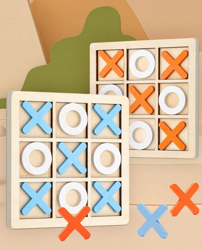 Parent-Child Interaction Wooden Board Game XO Tic Tac Toe Chess Funny Developing Intelligent Educational Toy Puzzles