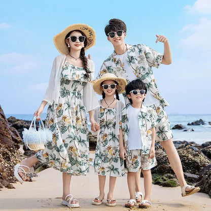 Vacation Look Couple Matching Clothes Family Clothing Mother and Daughter Resort Dress Father Beach Shirts Shorts Two Piece Sets