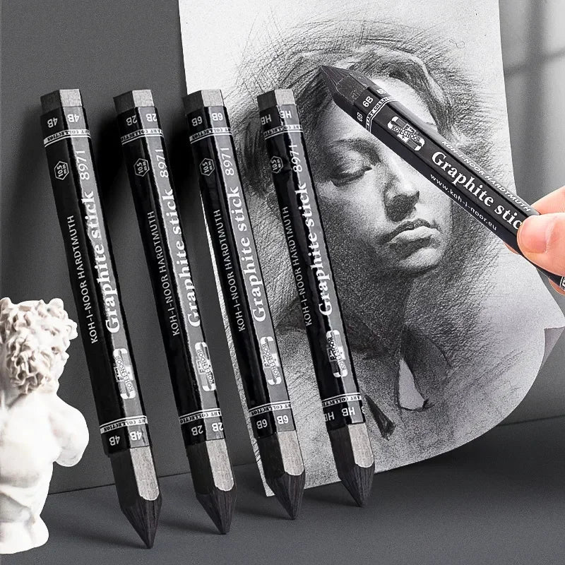 HB/2B/4B/6B Woodless Hexagonal Graphite Stick Pencil Bold Black Charcoal Art Student Sketch Painting Graphite Pen Art Supplies