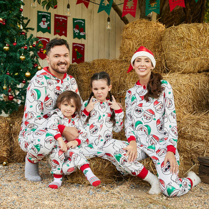 PatPat Christmas Family Matching Allover Santa Claus Print Long-sleeve Hooded Zipper Onesies Pajamas (Flame Resistant)