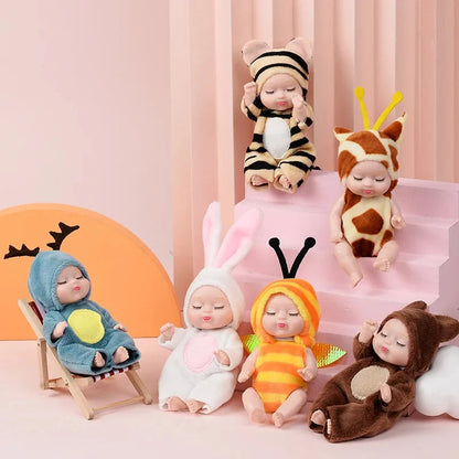 6Pcs Simulation Princess Dolls Toy Mini Cute Sleeping Baby Series Doll Cartoon Animal Toy For Kids Kawaii Dolls Girl's Gift