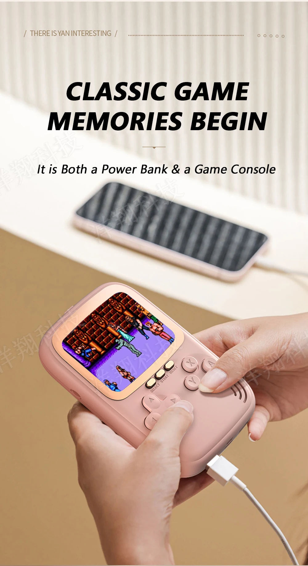 10000 Mah Large Capacity Portable Retro Game Console 2.8 Inch Power Bank Video Game Dual USB Output Mini Handheld Game Player