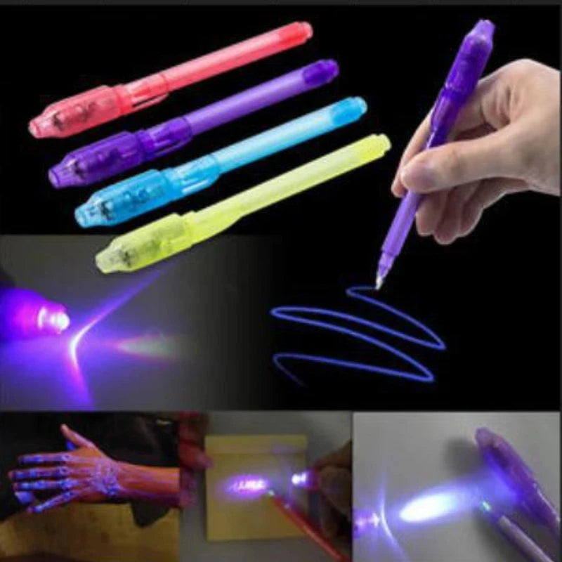 1/4Pcs Invisible Ink Pen Spy Pen with UV Light, Magic Marker for Secret Message,Treasure Box Prizes,Kids Party Favors,Toys Gift