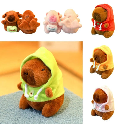 Capybara Plush Toy Hoodie with Wings Plush Pendant Small Size Stuffed Animals Simulation Doll Birthday Party