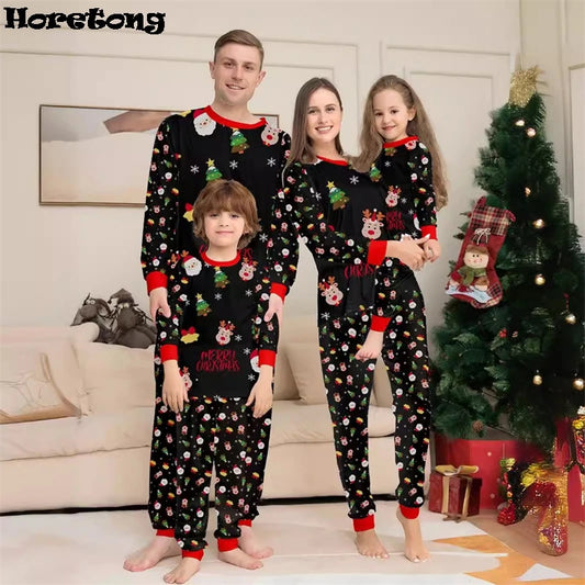 Matching Christmas Pajamas For The Whole Family Fashion Parents Children's Santa Claus Print Mother Kids Loungewear Xmas Pajama