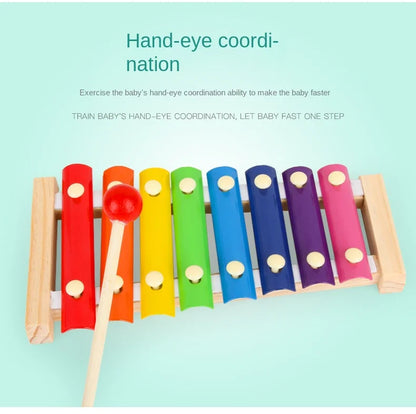 Wooden 8 Tones Multicolor Xylophone Wood Musical Instrument Toys For Baby Kids Wood Musical Instrument Toys Accessories