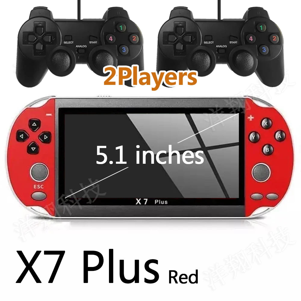 X7 Plus Handheld Game Console 5.1 Inch HD Screen Portable Audio Video Player Classic Play Built-in 10000+ Free Retro Games