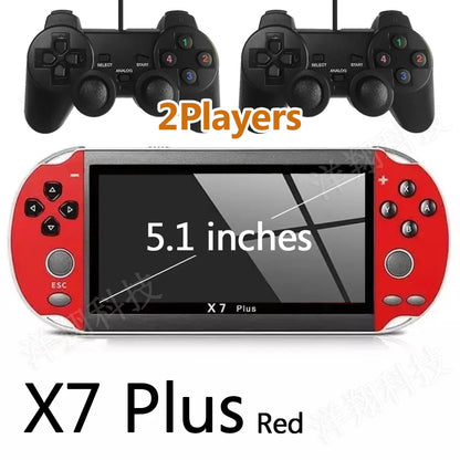 X7 Plus Handheld Game Console 5.1 Inch HD Screen Portable Audio Video Player Classic Play Built-in 10000+ Free Retro Games