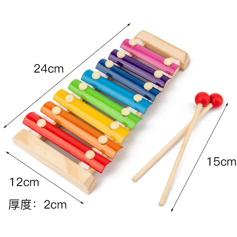 Wooden 8 Tones Multicolor Xylophone Wood Musical Instrument Toys For Baby Kids Wood Musical Instrument Toys Accessories