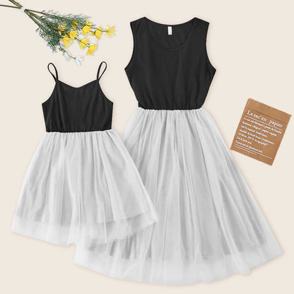 Mother Kids Summer Clothes Family Matching Outfits Mom And Daughter Lace Wedding Dresses For Girls Sleeveless Party Dress 2023