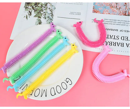 30-3PCS Funny Unicorn Pull Worm Noodle Fidget Toys Stretch String TPR Rope Anti Stress Toys String Stress Relief Autism Vent Toy