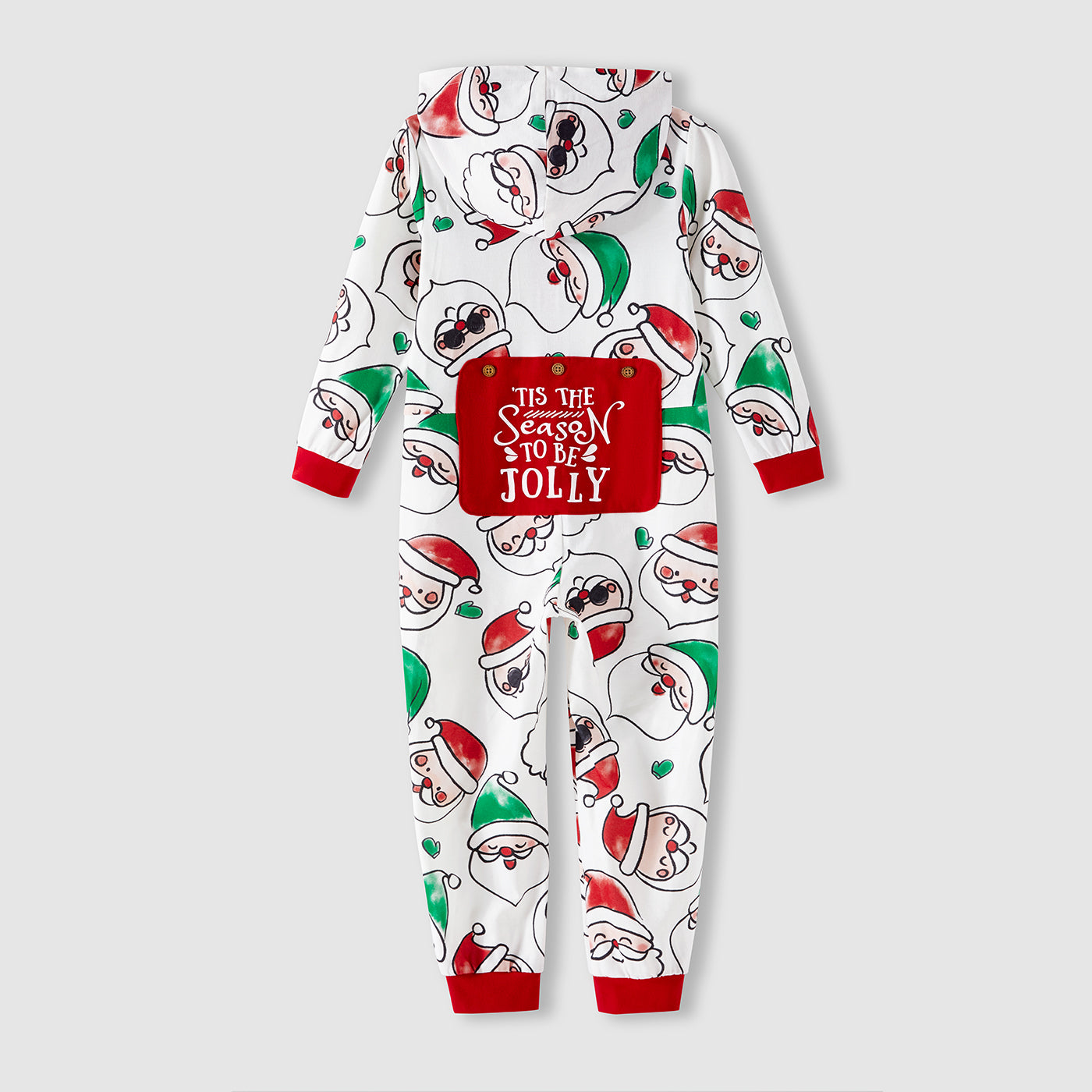 PatPat Christmas Family Matching Allover Santa Claus Print Long-sleeve Hooded Zipper Onesies Pajamas (Flame Resistant)