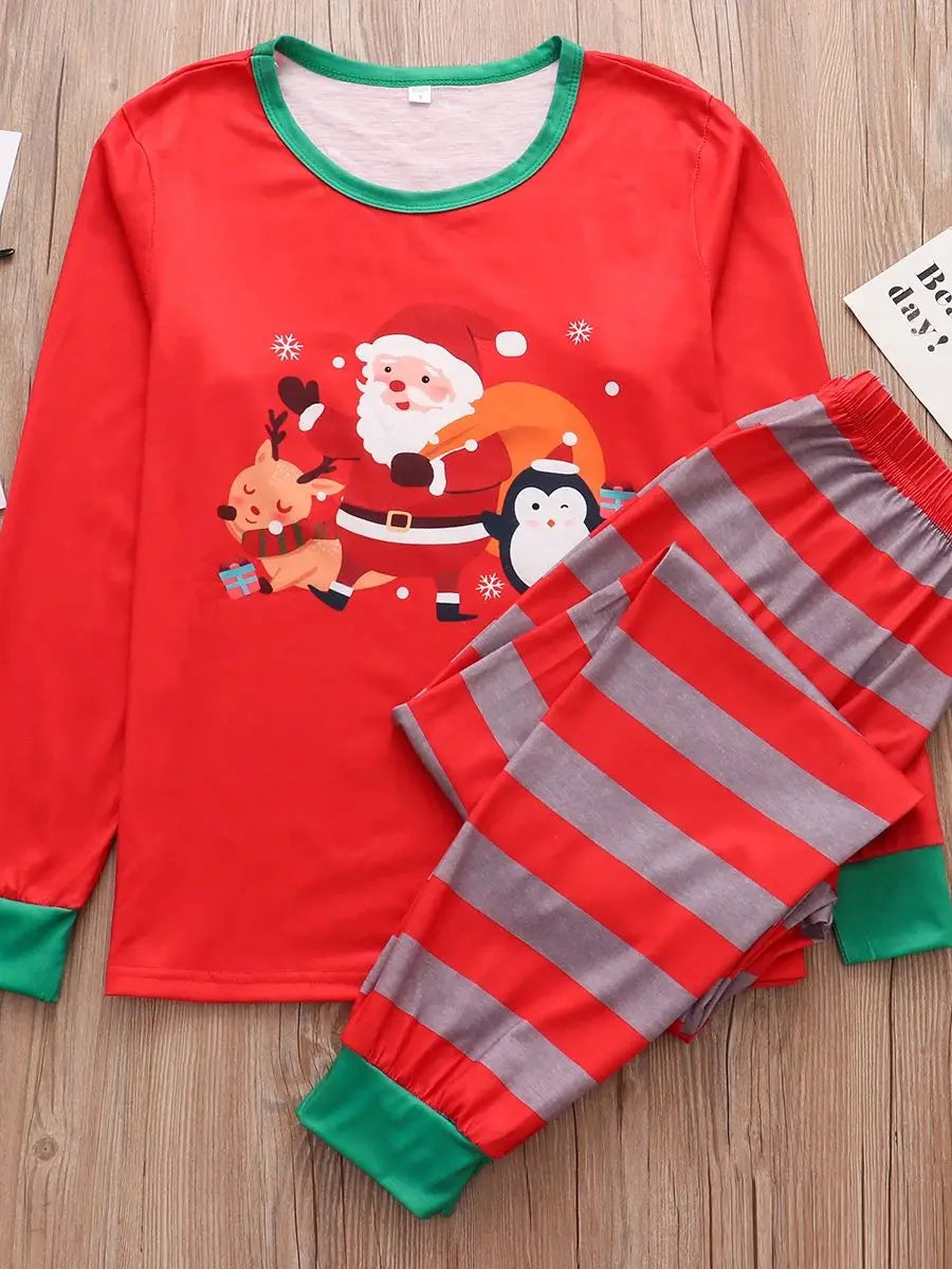 Christmas Family Matching Pajamas Set 2024 Xmas Adult Kid Family Matching Clothes Top+Pants  Famaly Sleepwear Baby Romper