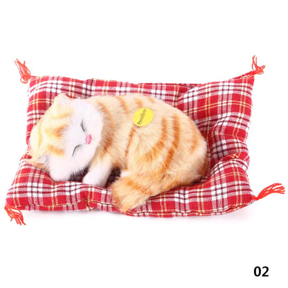 Stuffed Toys Lovely Simulation Animal Doll Plush Sleeping Cats Toy with Sound Kids Toy Decorations Birthday Gift For Children