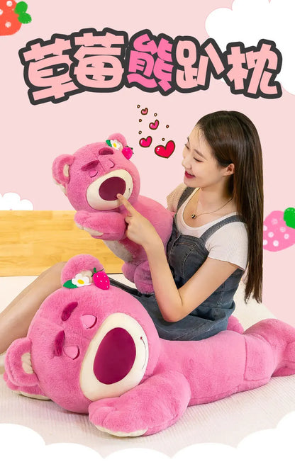 40cm Disney Toy Cute Plush Toys Pillow Cartoon Strawberry Bear Plush Doll Girls Kawaii Anime Bear Stuffed Doll Kids Gifts