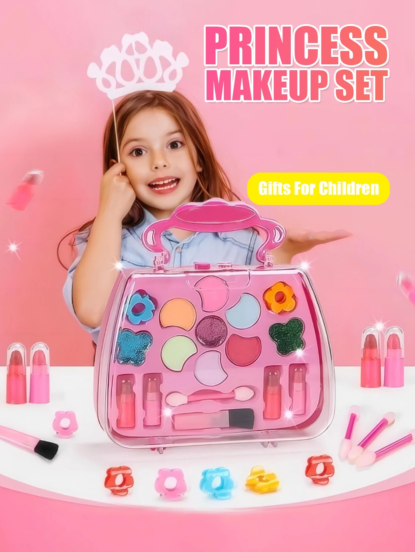 Children's beauty makeup bag toy for girl ,Kids Little handbag, princess washable, pretend toy, non-toxic and safe birthday gift