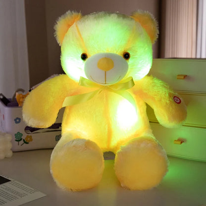 30cm Luminous Creative Light Up LED Bear Stuffed Animal Plush Toy Colorful Glowing Bear Christmas Gift for Kid