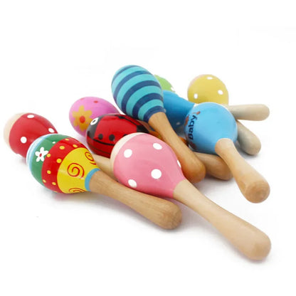 Colorful Wooden Children's Maracas Baby Musical Instruments Rattle, Party Toys Children's Gifts, 1 Piece Baby Toys Ring The Bell