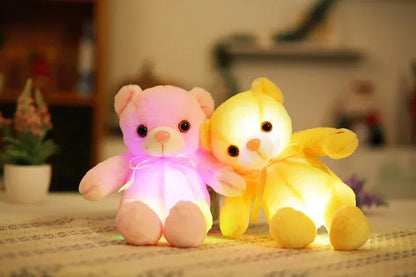 30cm Luminous Creative Light Up LED Bear Stuffed Animal Plush Toy Colorful Glowing Bear Christmas Gift for Kid