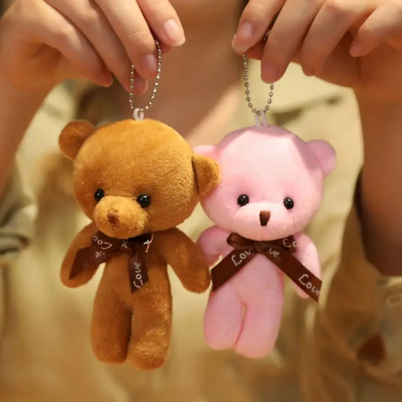 New Color Teddy Bear Dolls 12cm Soft Stuffed Animals Bear Plush Toy Pendent Cute Cute Girl Keychain Wedding Children Party Gifts