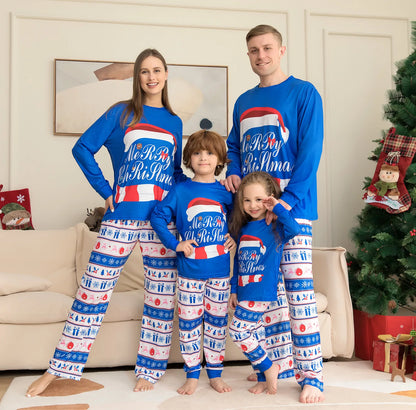 Xmas Clothing Pajamas Family Matching Set 2022 New Christmas Hat Letter Print Adult Kids Set Baby Jumpsuit + Dog Family Wear