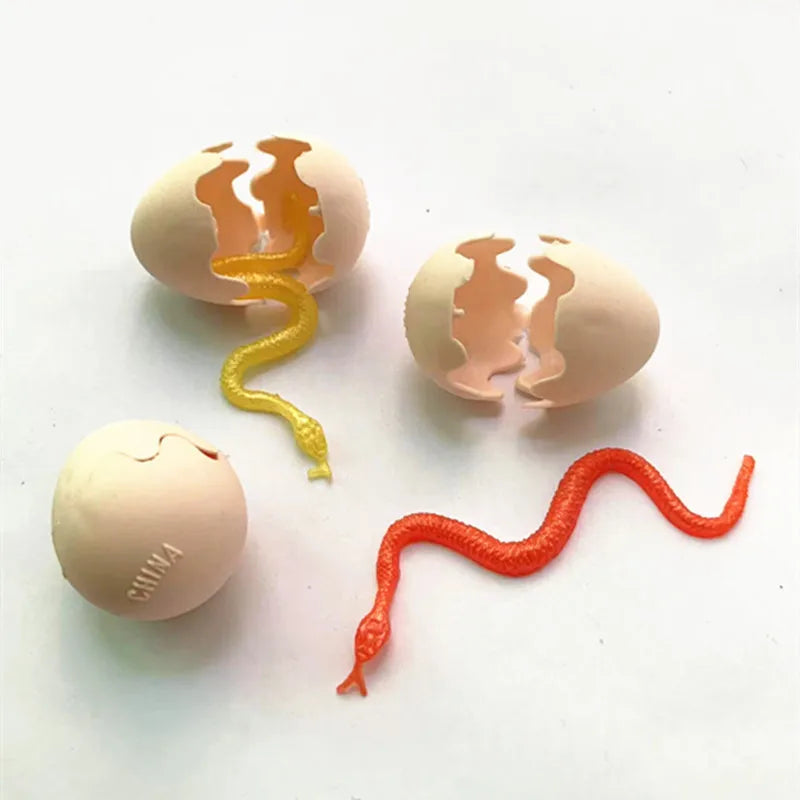 10Pcs Snake Egg Toys For Kids Halloween April Fool's Day Small Toys Stretchable TPR Soft Snake Inside The Egg Kids Fun Scare Toy