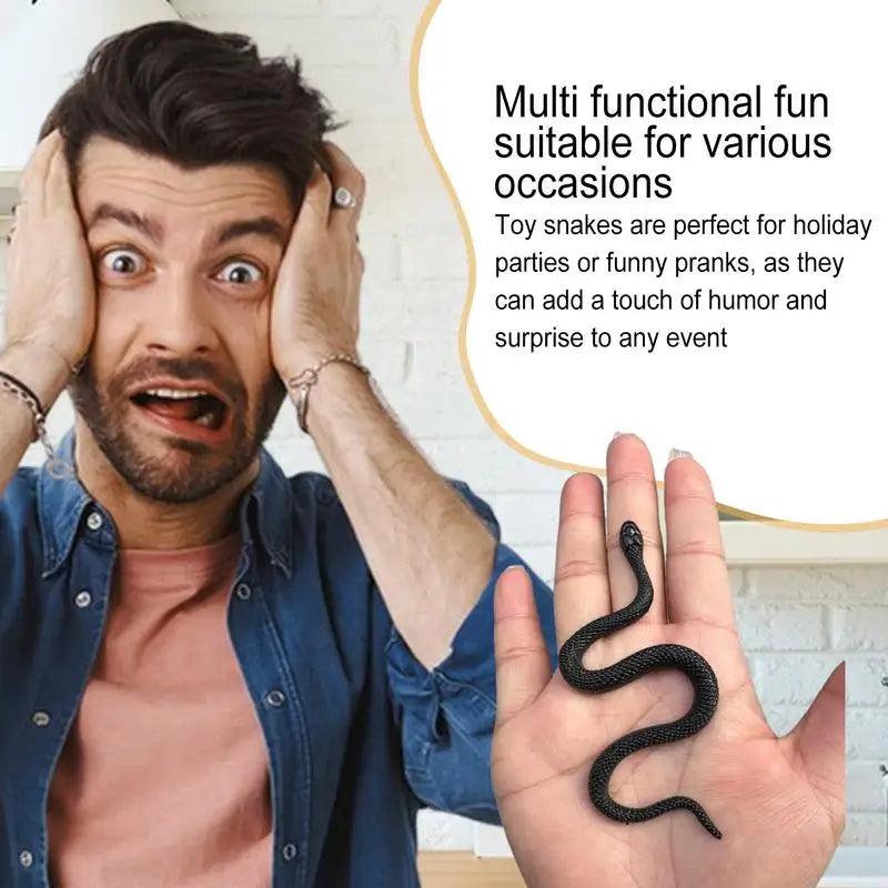 Toy Snake Realistic Soft Black Rubber Snake Toys Halloween Snake Toys Funny Prank Props Lightweight Rain Forest Snakes For