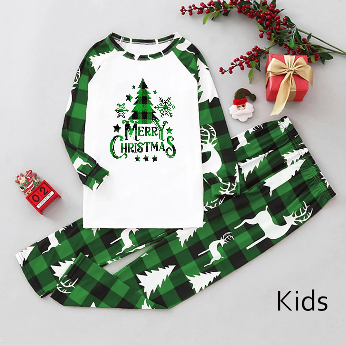 Christmas Family Matching Outfits Mom Dad Kids 2 Pieces Pajamas Set Baby Rompers Casual Loose Sleepwear Xmas Family Look Pyjamas