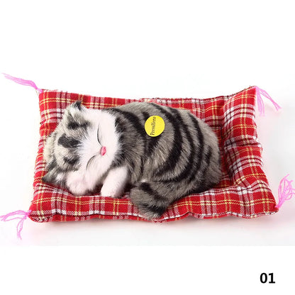 Stuffed Toys Lovely Simulation Animal Doll Plush Sleeping Cats Toy with Sound Kids Toy Decorations Birthday Gift For Children