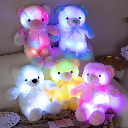 30cm Luminous Creative Light Up LED Bear Stuffed Animal Plush Toy Colorful Glowing Bear Christmas Gift for Kid