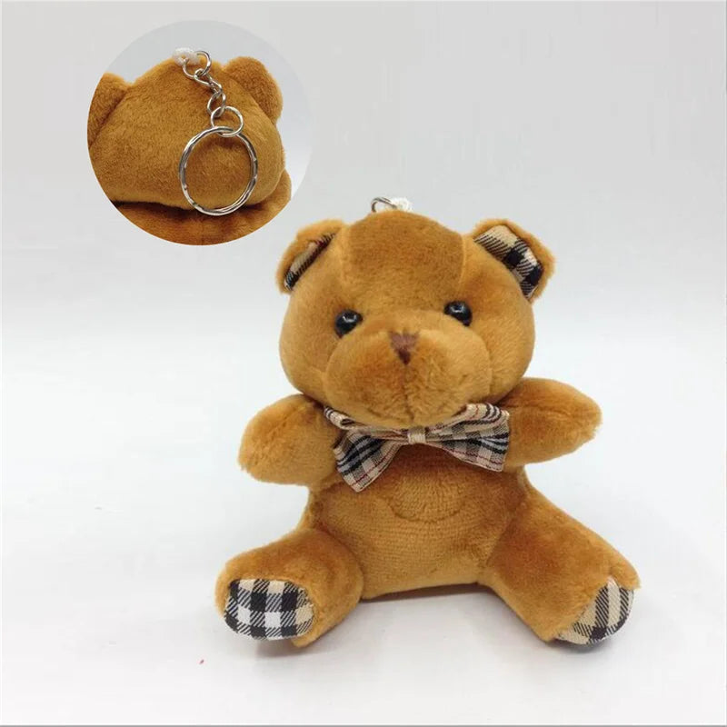 1PCS Plaid Bow Tie Plush Sitting Bear Toys Small Pendant Cartoon Bouquet Doll Wedding Activity Gift Soft Stuffed Toy Hot New 8CM