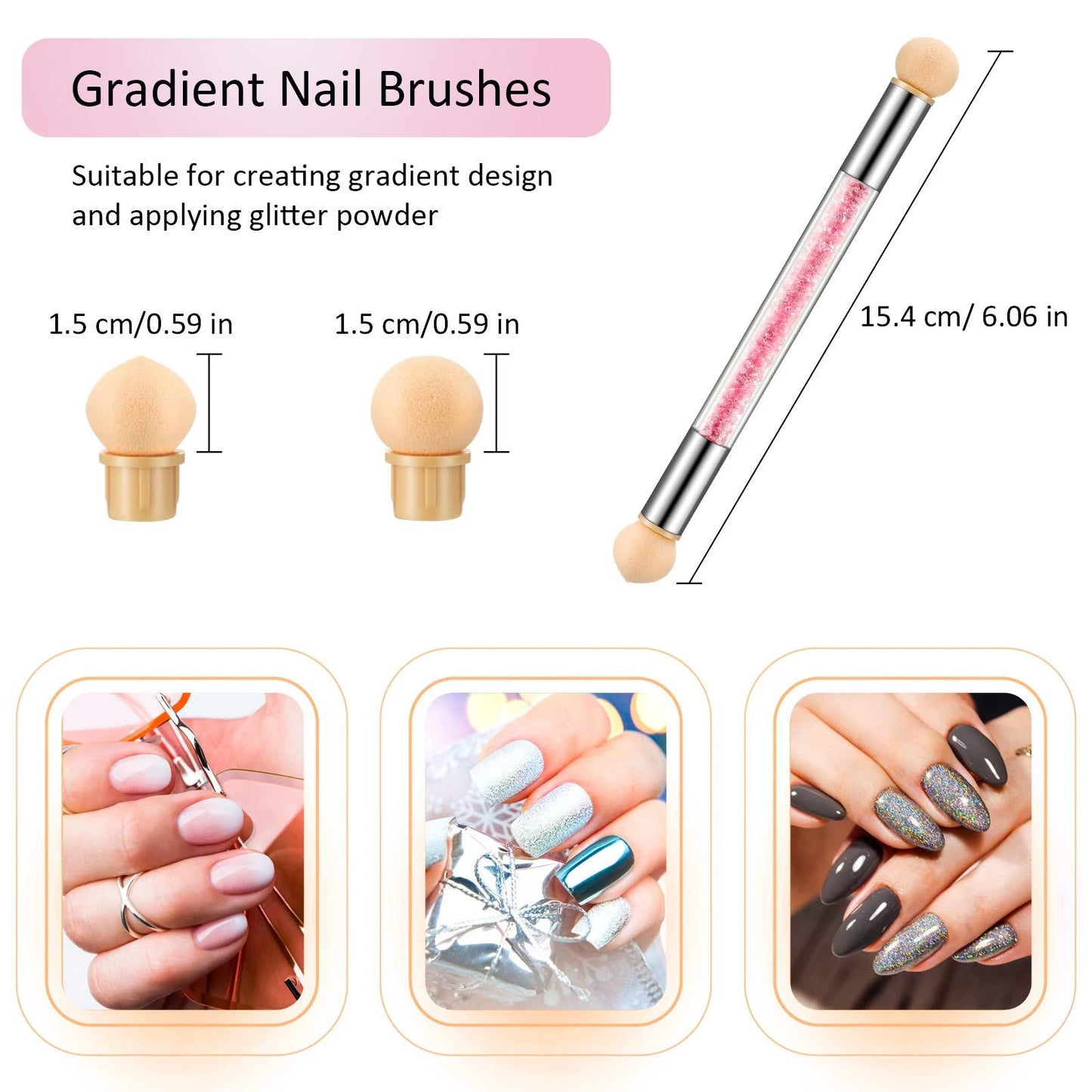 Sponge Nail Brush Picking Dotting Gradient Pen Brush Double Head Sponge Nail Brush Handle Acrylic Nail Painting Brush