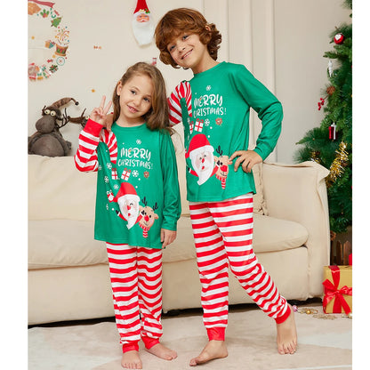 Christmas Father Son Mom Daughter Matching Pajamas Set Santa Claus Red Striped Long Sleeve Sleepwear Baby Jumpsuit Family Look