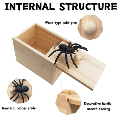 Trick Spider Funny Scare Box Wooden Hidden Box Quality Prank Wooden Scare Box Fun Game Prank Trick Friend Office Toys