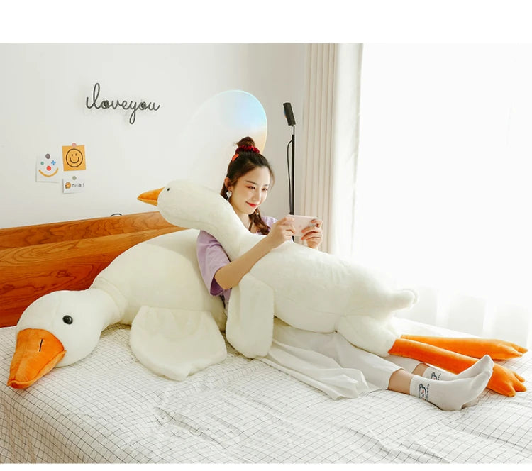 90-190cm Lovely Big White Goose Throw Pillow Plush Toy Big Goose Doll Sleep on Bed Birthday Gift Girl Envio Gratis Stuffed Toys