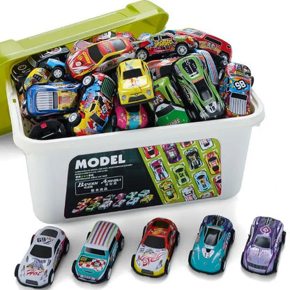 10/20/30/50Pc Kids Alloy Mini Racing Car Storage Box Pull Back Car Set Rebound Multiple Vehicle Collections Toys Boys Xmas Gift