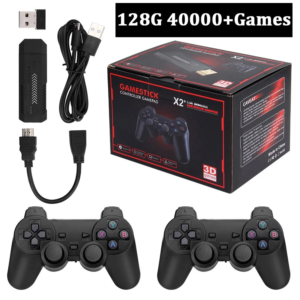 X2 Plus 128G 40000 Game GD10 Pro 4K Game Stick 3D HD Retro Video Game Console Wireless Controller TV 50 Emulator For PS1/N64/DC