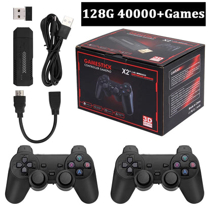 X2 Plus 128G 40000 Game GD10 Pro 4K Game Stick 3D HD Retro Video Game Console Wireless Controller TV 50 Emulator For PS1/N64/DC