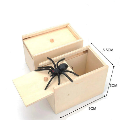 Trick Spider Funny Scare Box Wooden Hidden Box Quality Prank Wooden Scare Box Fun Game Prank Trick Friend Office Toys