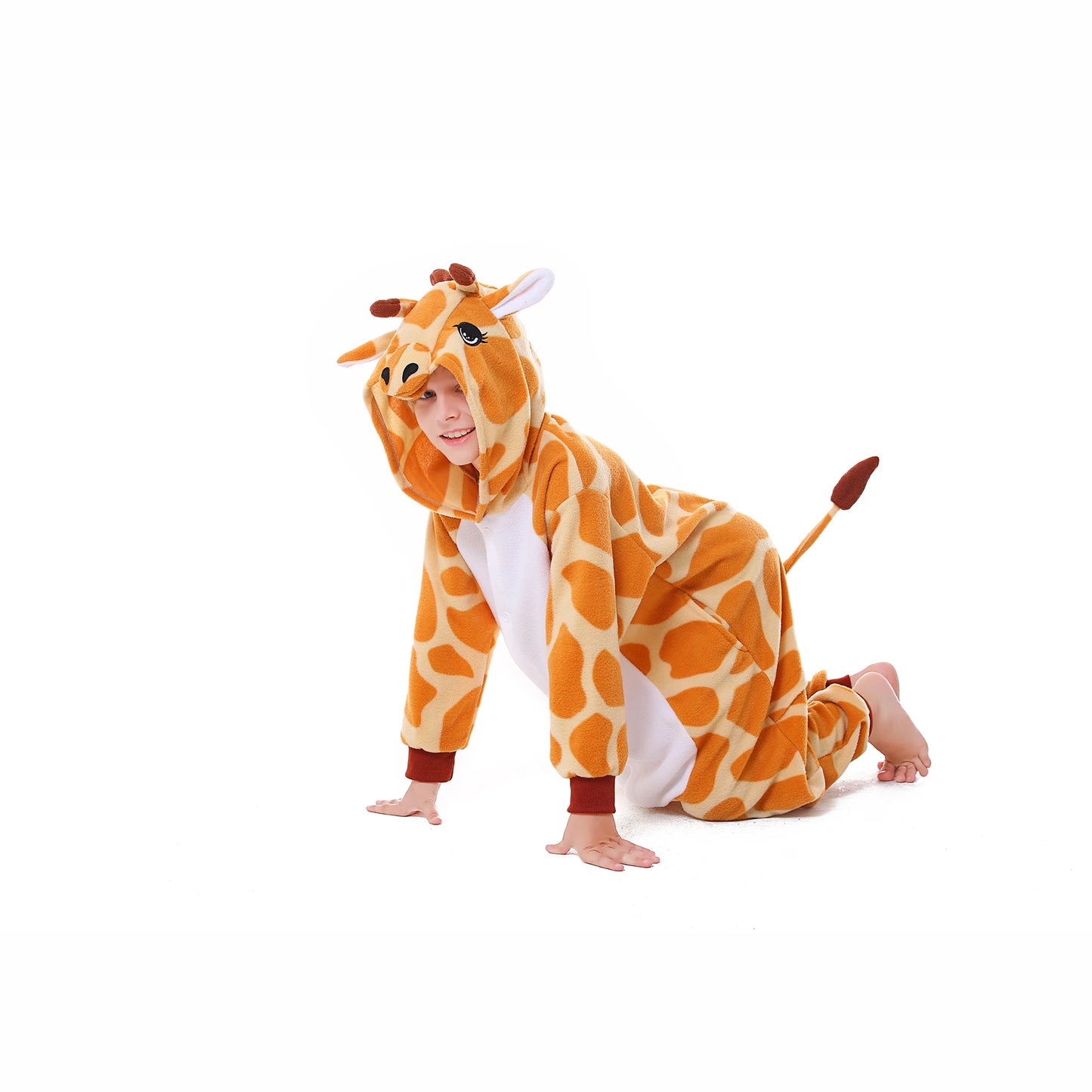 Giraffe Onesie Pajamas for Kids Adult Unisex Pijamas Family Look Matching Cute Costumes Halloween Cosplay One-piece Sleepwears