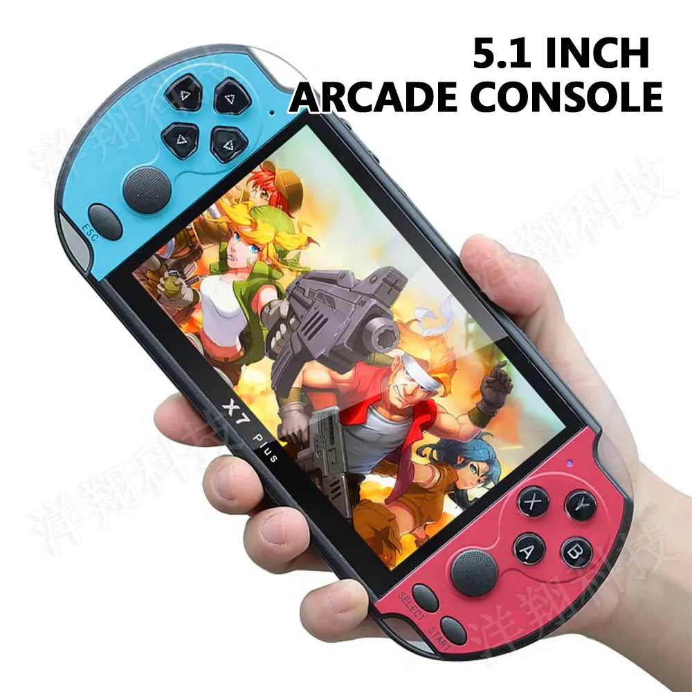 X7 Plus Handheld Game Console 5.1 Inch HD Screen Portable Audio Video Player Classic Play Built-in 10000+ Free Retro Games