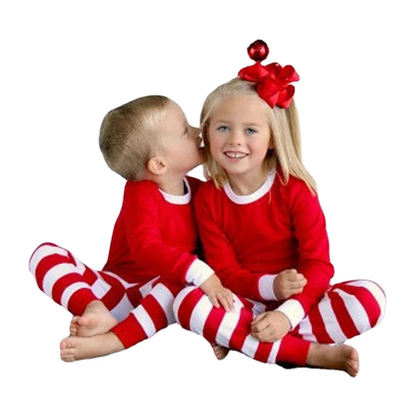 2023 Christmas Pajamas Set Striped Print Mother Father Kids Matching Clothes Causal Soft 2 Pcs Sleepwear Xmas Family Look Outfit