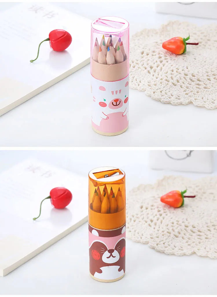 Manga 12 Color Pencils with Sharpener Coloring Crayons for Kids Drawing Art Stationery Supplies Children's Colored Pencil Set