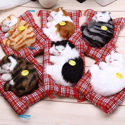 Stuffed Toys Lovely Simulation Animal Doll Plush Sleeping Cats Toy with Sound Kids Toy Decorations Birthday Gift For Children