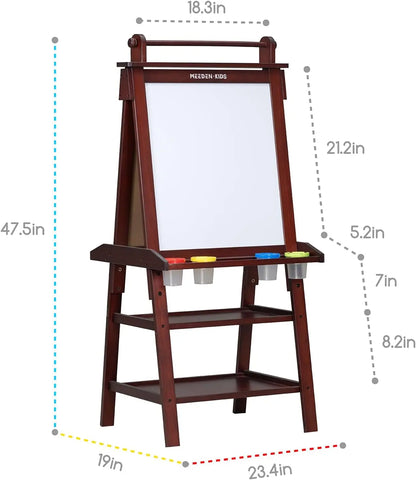 Easel for Kids - Kids with Paper Roll - Double Sided Solid Pine Wood Art - Kids Art with Chalkboard