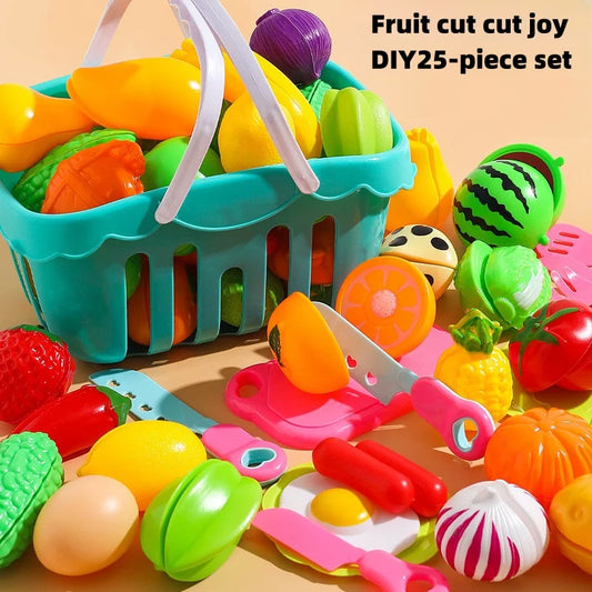 25 PCs Set DIY Fruit Cutting Music Toy Simulation Vegetable Fruit and Vegetable Children's Toy Girl Boy Kitchen Food Set