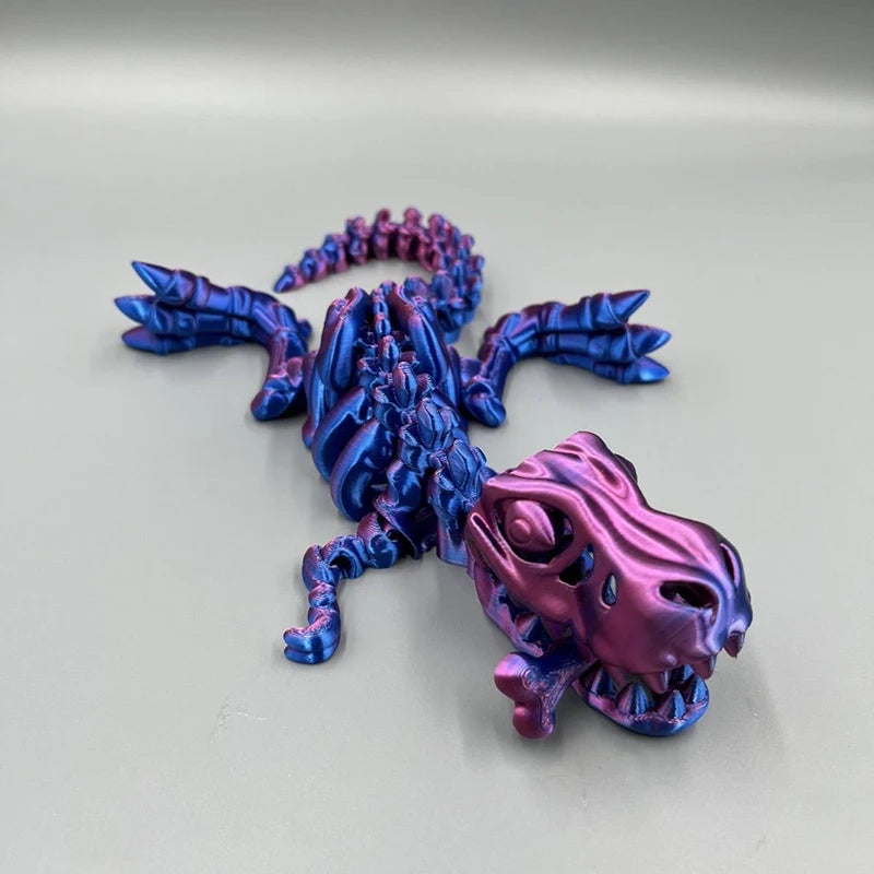 3D Printed Dragon Set Crafts Model Decoration Fidget Toy Rotatable Tyrannosaurus Rex Skeleton Dinosaur Gift for Kids Birthdays