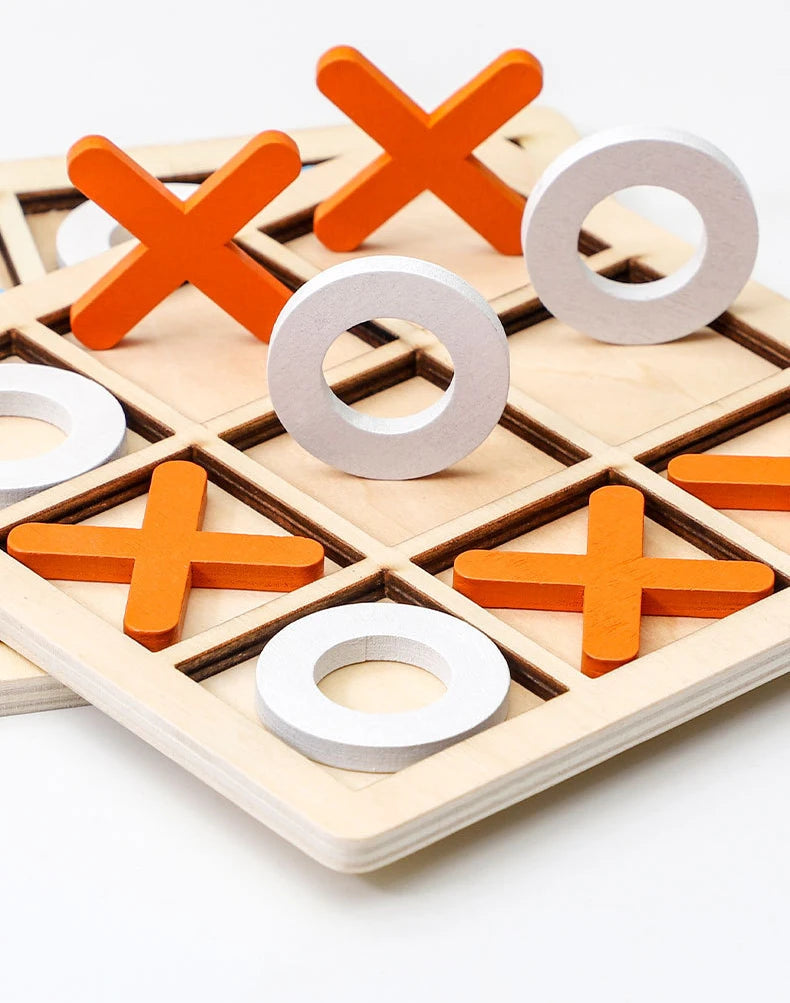 Parent-Child Interaction Wooden Board Game XO Tic Tac Toe Chess Funny Developing Intelligent Educational Toy Puzzles