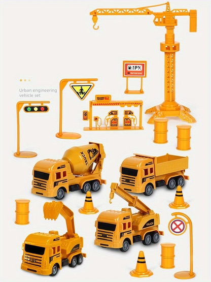 Engineering Vehicle Toys Plastic Construction Excavator Tractor Dump Fire Truck Bulldozer Models Kids Boys Mini Gifts